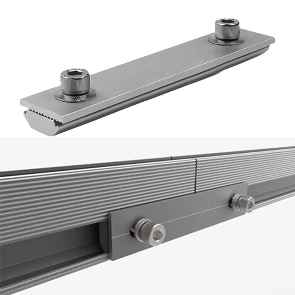 4 Stück Solarmodul Schienen Profilverbinder, Aluminium Solarpanel Montageschienenverbinder, PV Halterung, T-Form Rail Koppler, Verstellbarer Panel Verbinder, Gekerbter Greifverbinder