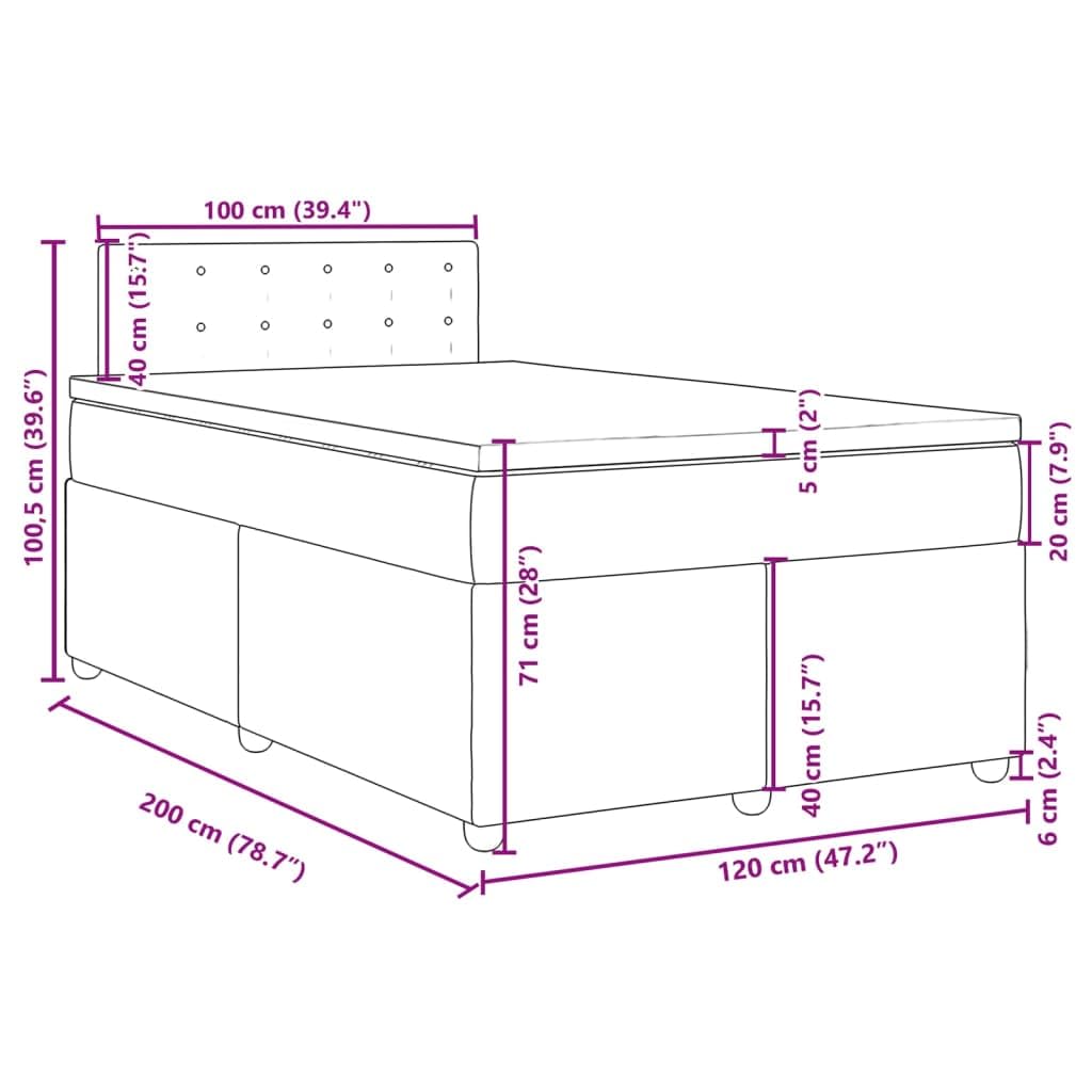vidaXL Boxspringbett, Polsterbett Bett mit Matratze Matratzenauflage, Bettgestell mit Kopfteil Lattenrost, Doppelbett für Schlafzimmer, Hellgrau 120x200cm Stoff