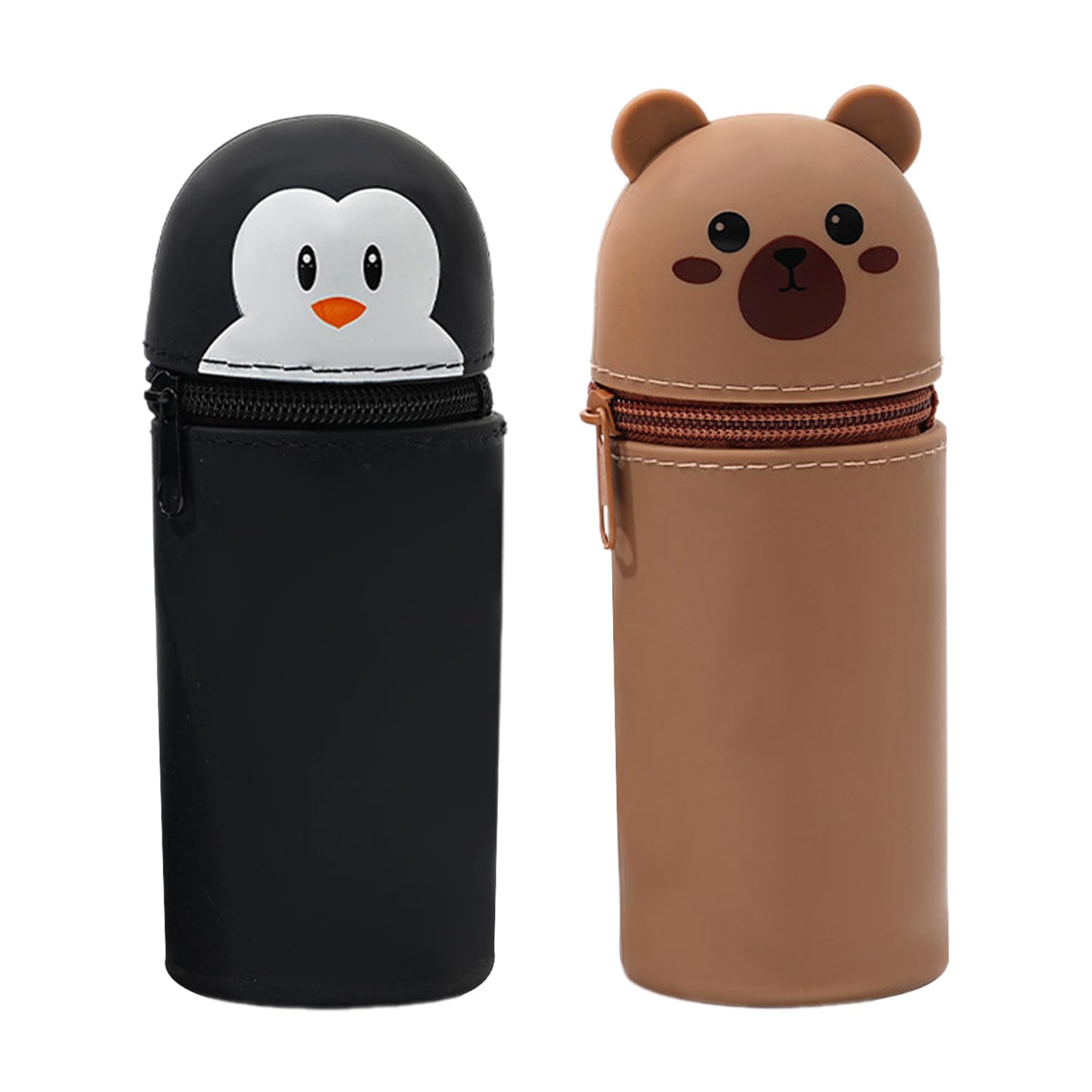 CYNOSURETECH 2 Pieces Of Silicone Folding Pen Holders, Cartoon Animal Element Pen Holders, Cute Pen Holders