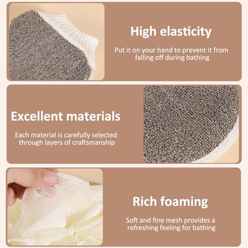 Exfoliating Mitt Body Scrub Exfoliator, Double-Sided Exfoliating Glove, Double-Sided Loofah Sponge Exfoliating Mitt, Bath Mitt for Women, Deep Clean Shower Glove for Skin Cleaning - Image 4