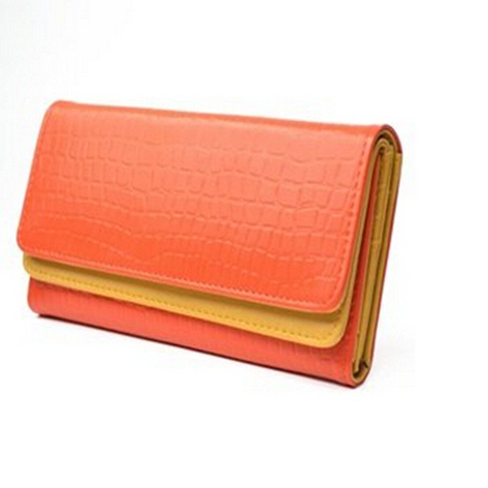KLOUD City Orange synthetic leather stone pattern double layer women wallet