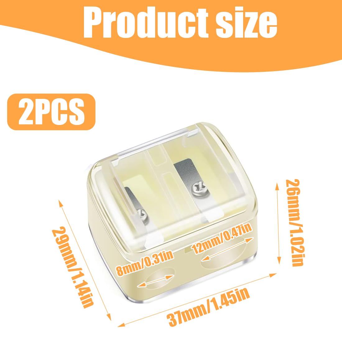 NHQZ 2 Pezzi Temperino matita occhi, Temperamatite di Bellezza, Temperamatite con serbatoio, Temperamatite trucco, Temperino matita labbra, Bianco