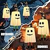 3 Packs Halloween Hanging Ghosts Decorations Outdoor Indoor, Spooky Glowing Ghost Witch Hat Striped Stockings High Heels String Lights 3 Modes Patio Yard Front Porch Tree Party(Contains 18 Batteries) #5