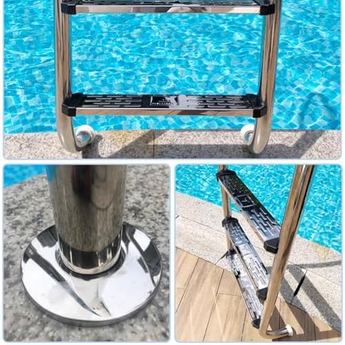 Level 3 Swimming Pool Ladder, 3-Step Stainless Steel Steps for In-Ground Pools, Non-Slip Treads, Ergonomic Design, Easy Assembly for Indoor/Outdoor Use