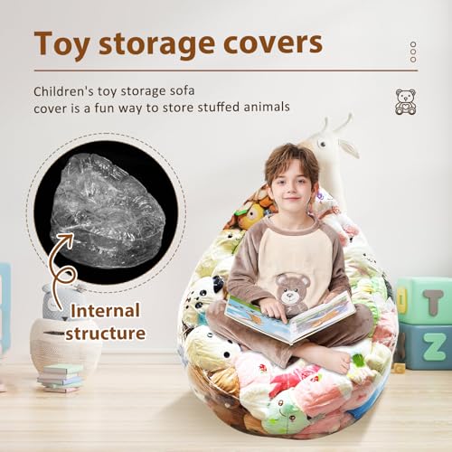 Miniatura 3 de Almacenamiento De Juguetes De Peluche, Transparente Relleno Para Silla De Judías De Animales, Funda De 150 L, Bolsa De Almacenamiento De Juguetes Para Niños, Organización De Juguetes De Peluche, Sin