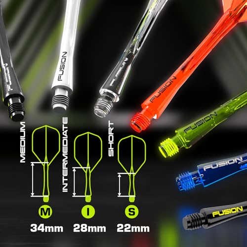 Image of Winmau Fusion No.2 Integrated Flight & Shaft System - Lightweight Replacement Set for Steel & Soft Tip Darts - 90-Degree Wing Design Sizes
