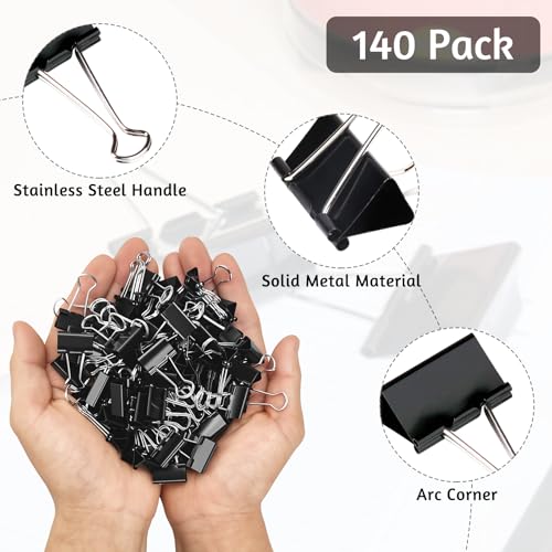 Image of OWLKELA 140 Pcs Binder Clips, 0.75 inch, Black