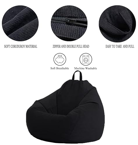 Lpmoera Stuffed Animal Storage Bean Bag Chair Cover (No Filler) For Kids And Adults.pets Dogs/Cats Lazy Beds.soft Premium Corduroy Stuffable Bean Bag For Organizing Children Plush Toys Or Memory Foam #TOP1