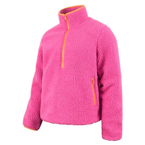 Image of MADHERO Men's Sherpa Sweatshirt Fuzzy Faux Fur Long Sleeve Stand Collar Jacket