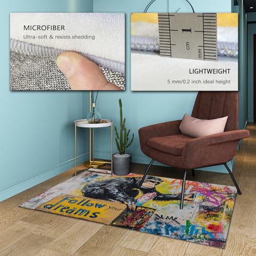 Tapis style de rue 100x150 intérieur moderne carpette graffiti multicolore