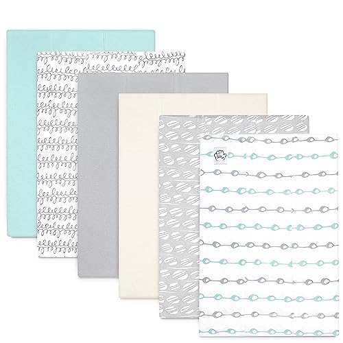 Image of Baby Burp Cloths for Boys and Girls - 6 Pack Large 100% Cotton - Double Layered Extra Absorbent Burp Rags, Mint-Grey