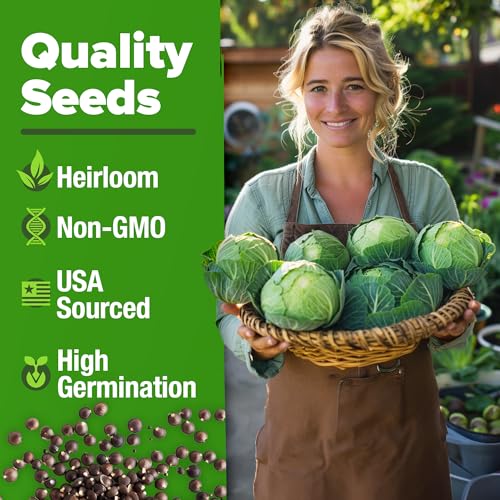 Image of HOME GROWN Cabbage Seeds 7 Variety Mix 2000+ Heirloom Non-GMO, High Germination, Bok Choy, Red & Green Acre, Savoy, Napa Michihili, Copenhagen Market, Jersey Wakefield, Cold Hardy