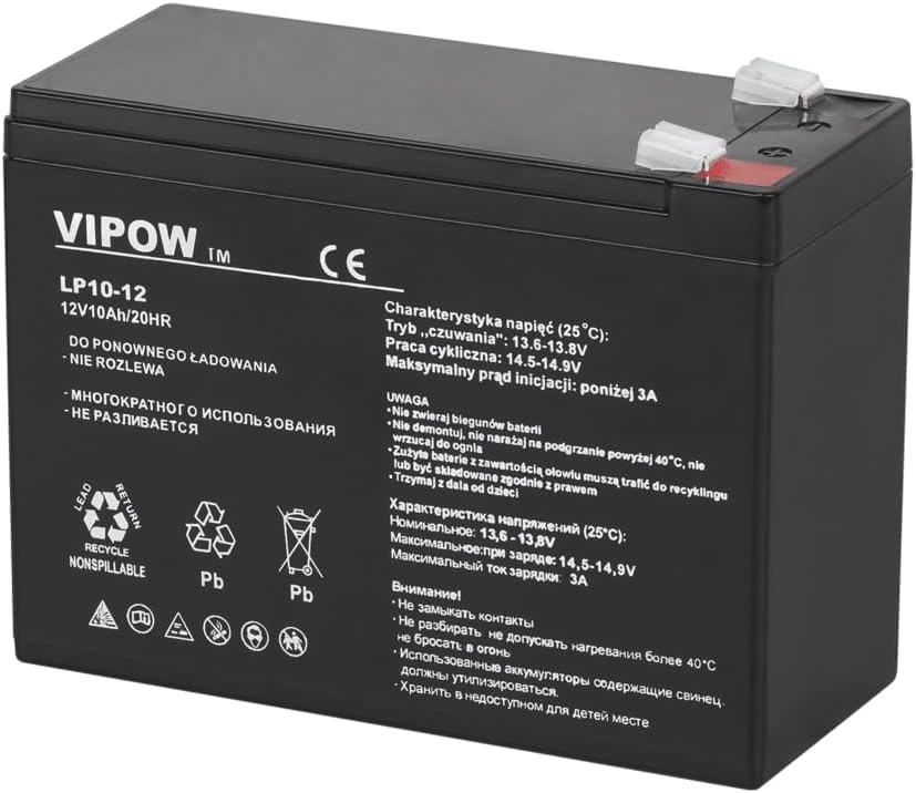VIPOW 12V 10Ah Deep Cycle Maintenance Free Sealed AGM Gel Battery Mobility Scooter Yacht