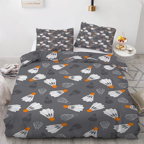 Funda Nórdica Cama 105 cm Microfibra Juego de Ropa de Cama 3 Piezas Funda de edredón 180x220 cm con Funda de Almohada 50x75 cm BáDminton