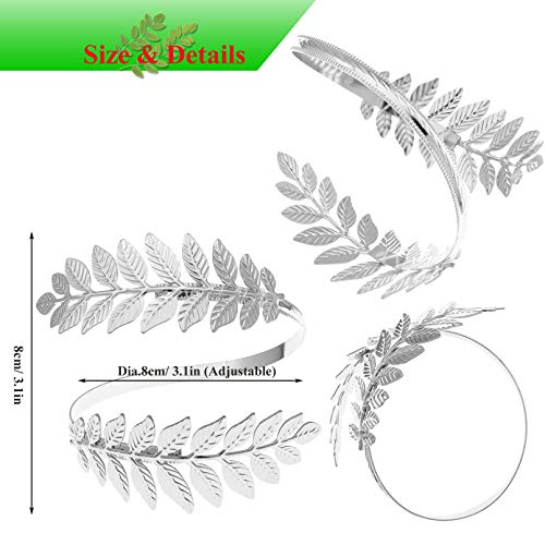 RechicGu Silver Tone Greek Roman Laurel Christmas Tree Leaf Bracelet Armband Upper Arm Cuff Armlet Festival Bridal - Image 6