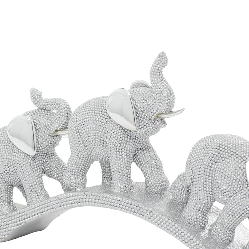 Escultura Decorativa Elefante de Polystone Plata 2x14x7 in miniatura 4