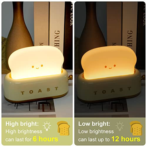 URAQT Cute Night Light Toast Lamp, Dimmable Toast Bread Led Night Lamp, Portable Bedroom Bedside Sleep Lamps with Timer - Image 3