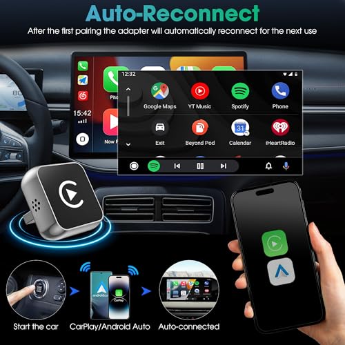 Image of Wireless CarPlay Adapter, 2026 Upgraded Wired to Wireless for Apple CarPlay & Android Auto, 2-in-1 Mini USB Design Car Play Adapter with Type-C Adapter, Plug and Play, Stable Connection with No Delay