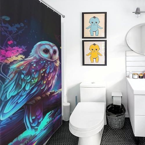 Rideau de douche hibou tissu imperméable lavable en machine 152x183cm - 3