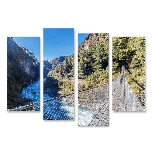 islandburner Impresión sobre lienzo puente colgante sobre río en pintoresco paisaje montañoso imágenes murales póster