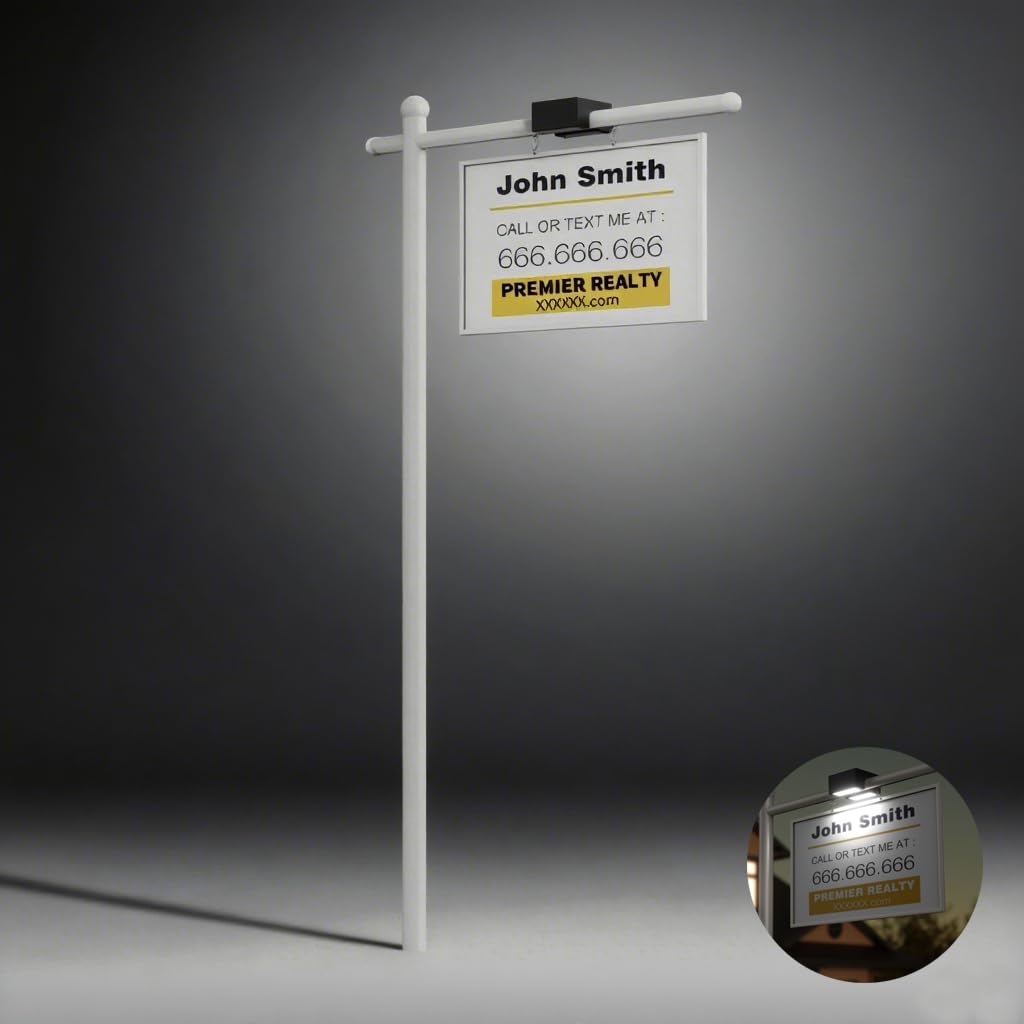 Photo 1 of *Rust/Dirty* Real Estate Sign Posts with Solar Dual-Sided Light, Heavy Duty Realtor Sign Post, Fully Metallic Real Estate Sign Holder, For Sale Yard. (Sign Not Included)