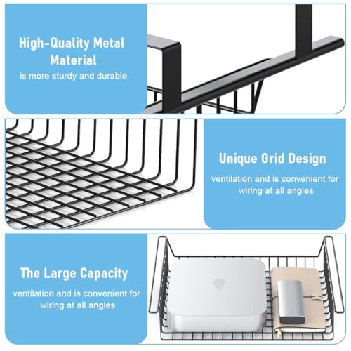 Image of Climberty Under Desk Organizer Metal Wire Pull Out Drawer No Drill Under Desk Organizer Basket Office Desk Stationeries Organizer Easy Drawer Cable Organizer Basket