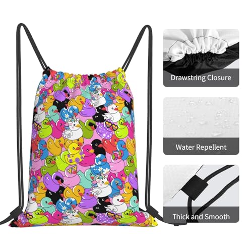 Funny Cartoon Cute Duck Colorful Drawstring Backpack, Small Gym Bags for Men Women, String Backpack Sports Sackpack4
