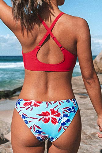 CUPSHE Women's Two Piece Bikini Set Floral Print Knot Bunny Tie2