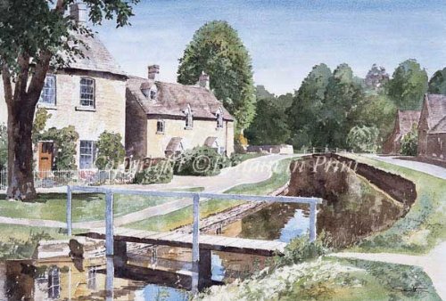 Britain in Print Lower Slaughter Mounted Miniature 5x4 inches