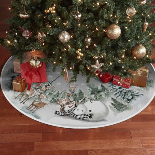 Artoid Mode Schneeflocken Bäume Schneemann Rentier Weihnachten 36zoll/91cm Weihnachtsbaum Rock, Xmas Tannenbaum Christbaumdecke für Urlaub Party Deko