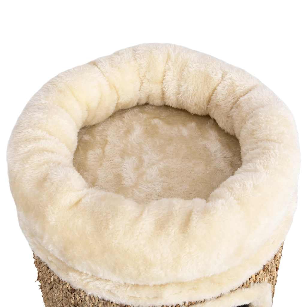Mangloder - Casa para gatos con lujosa cama para gatos, 33 cm, hierba marina, rascador para gatos, cueva para gatos, tabla para rascar, escalar, para interior, balcón, esquina, para escalada, rascar