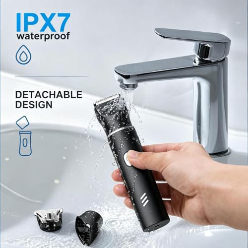 Image of Manscape Body Hair Trimmer for Men, Waterproof Groin Trimmer, Electric Razor Ball Shaver for Chest Pubic Leg Arm Underarm Back Nose, Rechargeable Wet /Dry Groomer, Black