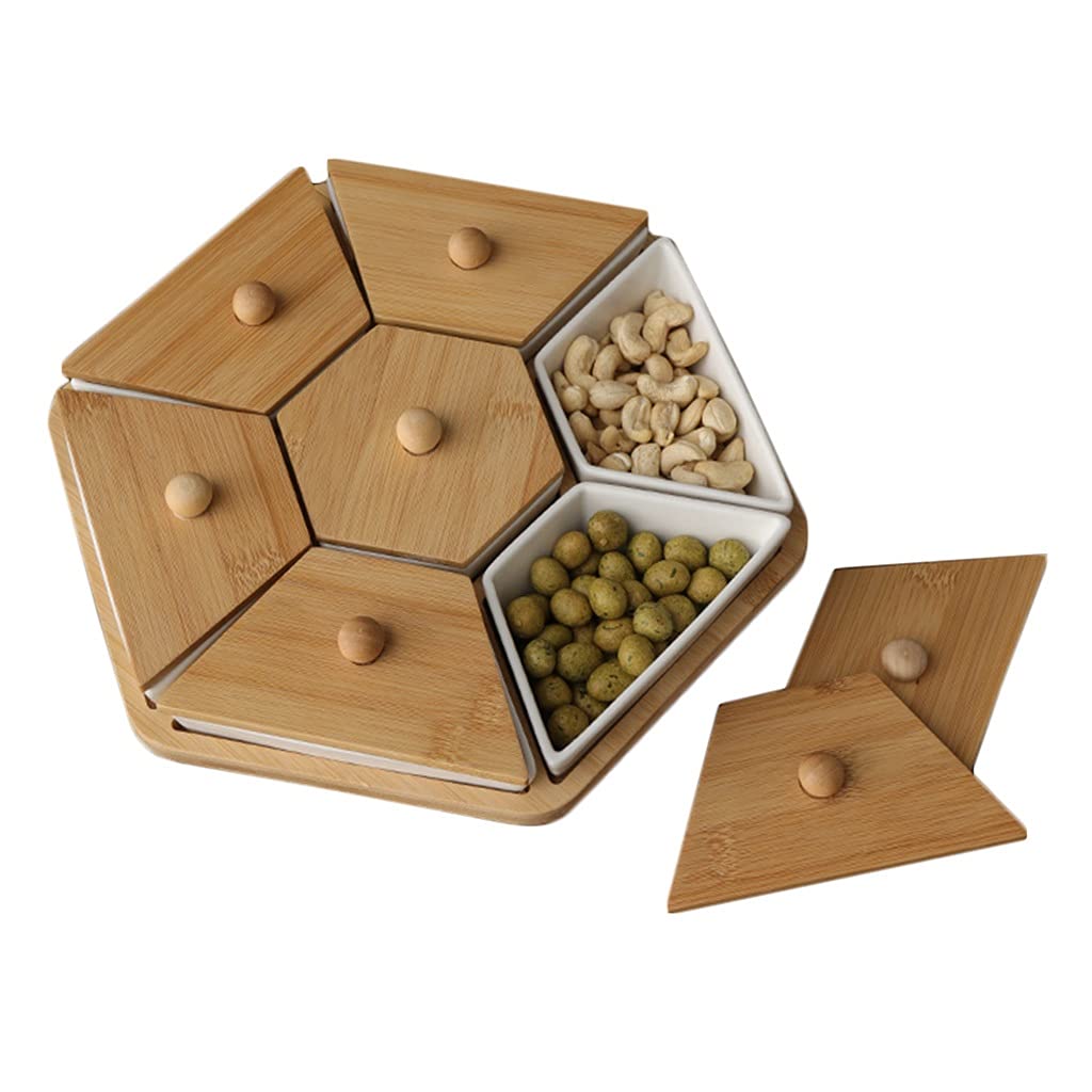 Plateau de Service Couvert Polyvalent ArinkO : Plateau Rotatif pour Fruits, collations et apéritifs