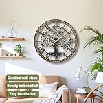 Micasso 32 in Large Tree of Life Wall Clock, Metal Black Modern Wall Clock with Solid Wood Frame, Oversized Non-Ticking Battery Operated Silent Clock for Office,Living Room,Kitchen - Image 3