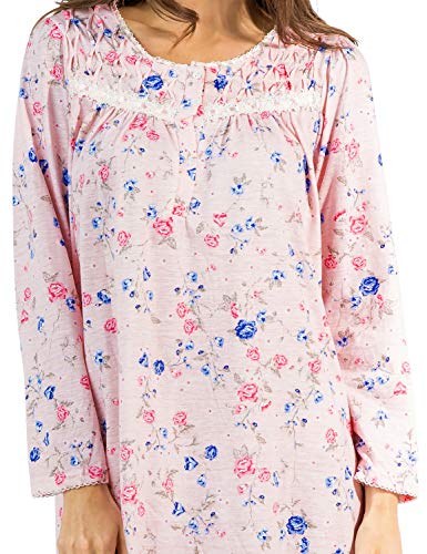 Casual Nights Women's Floral Pintucked Long Sleeve Nightgown - Pink - 4X #TOP4