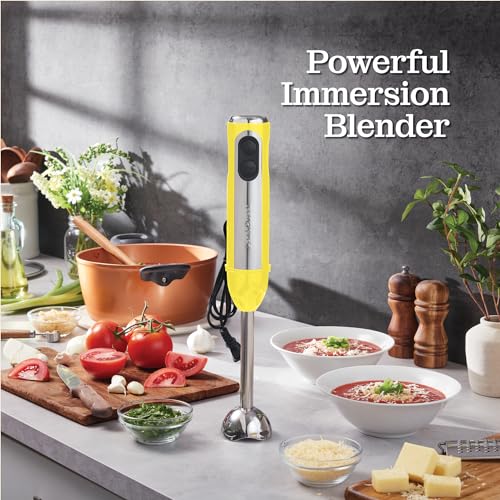 Image of Powerful Immersion Blender, Electric Hand Blender 500 Watt with Turbo Mode, Detachable Base. Handheld Kitchen Gadget Blender Stick for Soup, Smoothie, Puree, Baby Food, 304 Stainless Steel Blades