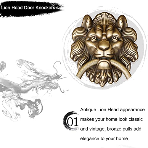 Xouvy Door Knocker Large Antique Bronze Lion Head Door Knockers, Classical Solid Brass Gate Handle Fiercely Lion Pull Rings(Color : S 10Cm 3.93Inch) (M 12Cm 4.72Inch) (S 10Cm/3.93Inch) #TOP4
