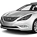 Auto Dynasty Headlights Assembly Compatible with 2011 2012 2013 2014 Sonata, Driver and Passenger Side Halogen Headlamps Replacement w/Projector Low Beam, Excludes Hybrid, Smoked Lens Clear Corner