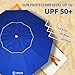 AMMSUN 8 Feet Large Beach Umbrella with Sand Anchor Heavy Duty High Wind Portable Outdoor Umbrellas UPF 50+ Protection Air Vent Tilt Patio Garden Pool Blue