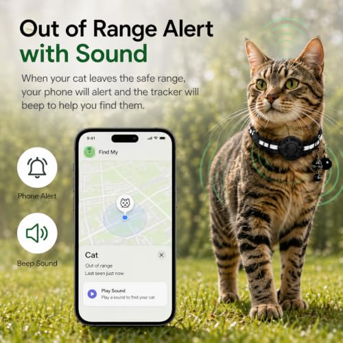 Cat GPS Tracker Collar, Pet Tracker for Cats (iOS Only), Waterproof Smart Tag Compatible with Apple Find My, No Monthly Fee, Tracking Collar for Small Large Cats (Tracker for cat) by MDTZULIK - Used condition - Image 3