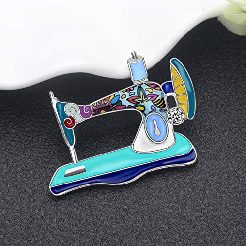 Newei Enamel Alloy Rhinestone Sewing Machine Brooches Pin Jewelry For Women Girls Novelty Gift Charms #TOP3