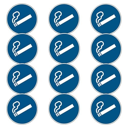 Lot de 12 autocollants permettant de fumer - Zone fumeurs autorisée - Diamètre : 8 cm - Avec protection UV - Pour l'extérieur et l'intérieur
