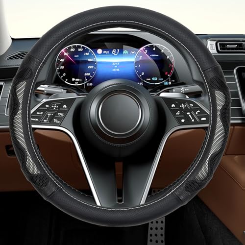 Steering-Wheel-Cover-for-Semi-Truck-175-18-Inch-Extra-Large-Premium-Leather-Steering-Wheel-Cover-with-3D-Honeycomb-Anti-Slip-Design-for-Semi-Truck-RV-Big-Rig-Trucker-and-18-Wheeler-White