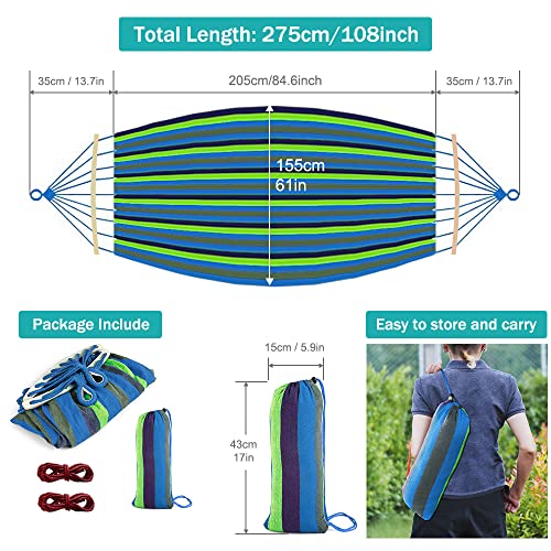Mosfiata Camping Hammock 550Lb Upgraded Thickened 320G Durable Canvas Fabric Single Hammocks With Two Anti Roll Balance Beam And Sturdy Metal Knot Tree Straps For Camping, Patio, Backyard, Outdoor #TOP2