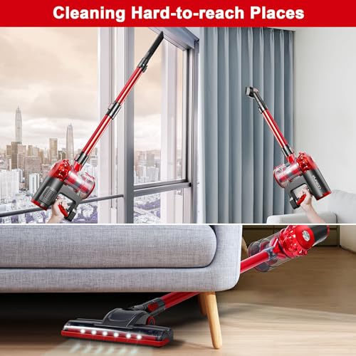 elezon A200 Cordless Vacuum Cleaner 18KPA Powerful Suction, 38 Min Runtime, 1.2L Large Dust Cup, Lightweight Portable Handheld Stick Vacuum for Hardwood Floor, Carpet, Pet Hair, Home Cleaning