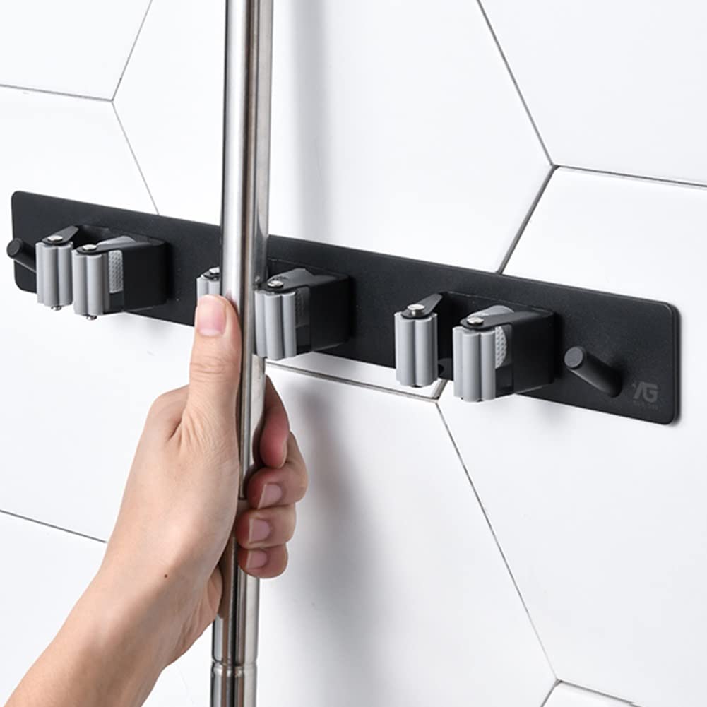 Porta Scopa e mocio, Gancio per mocio da Appendere a Parete in Acciaio Inossidabile Porta Clip per mocio Design con Fibbia Strumento per la Pulizia Porta mocio per Cucina, Bagno (Color : Silver, Siz