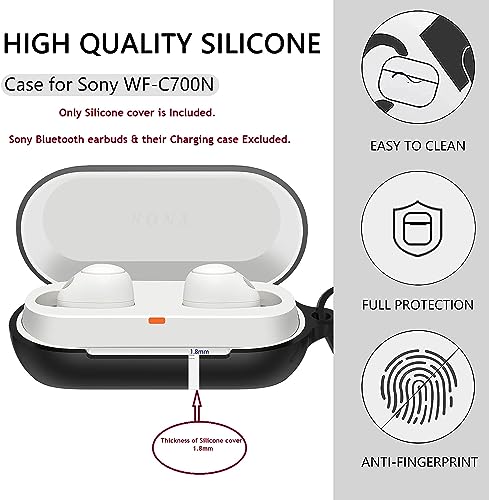 Image of Silicone Cover Compatible with Sony WF C700N Case, Soft, Shockproof (Fits only Sony WF-C700N Earbuds case, Bluetooth Earbuds & Charging case not Included) - Dark Blue