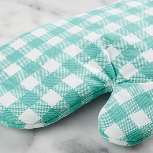 KitchenAid Gingham Oven Mitt 2-Pack Set, Aqua Sky, 7"x13" - image 4