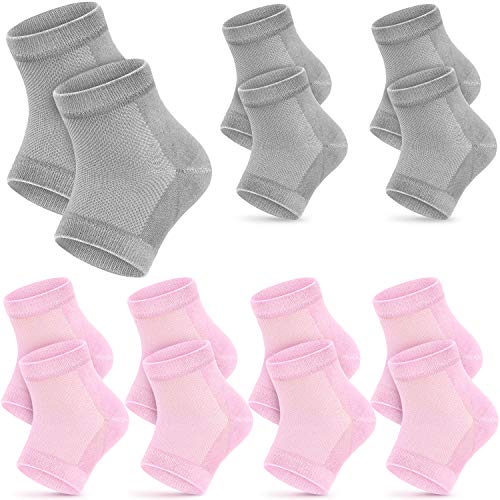 7 Pairs Moisturizing Heel Socks Cotton Moisture Enhancing Socks Open Toe Socks Toeless Spa Socks for Dry Hard Cracked Feet Skin (Pink, Gray)