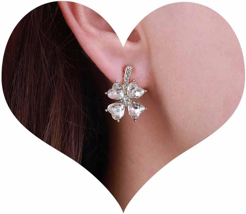 Vintage Crystal Flower Earrings Rhinestone Flower Stud Earrings Gold Crystal Petal Earrings Sparkly Cz Bridal Earrings Jewelry for Women